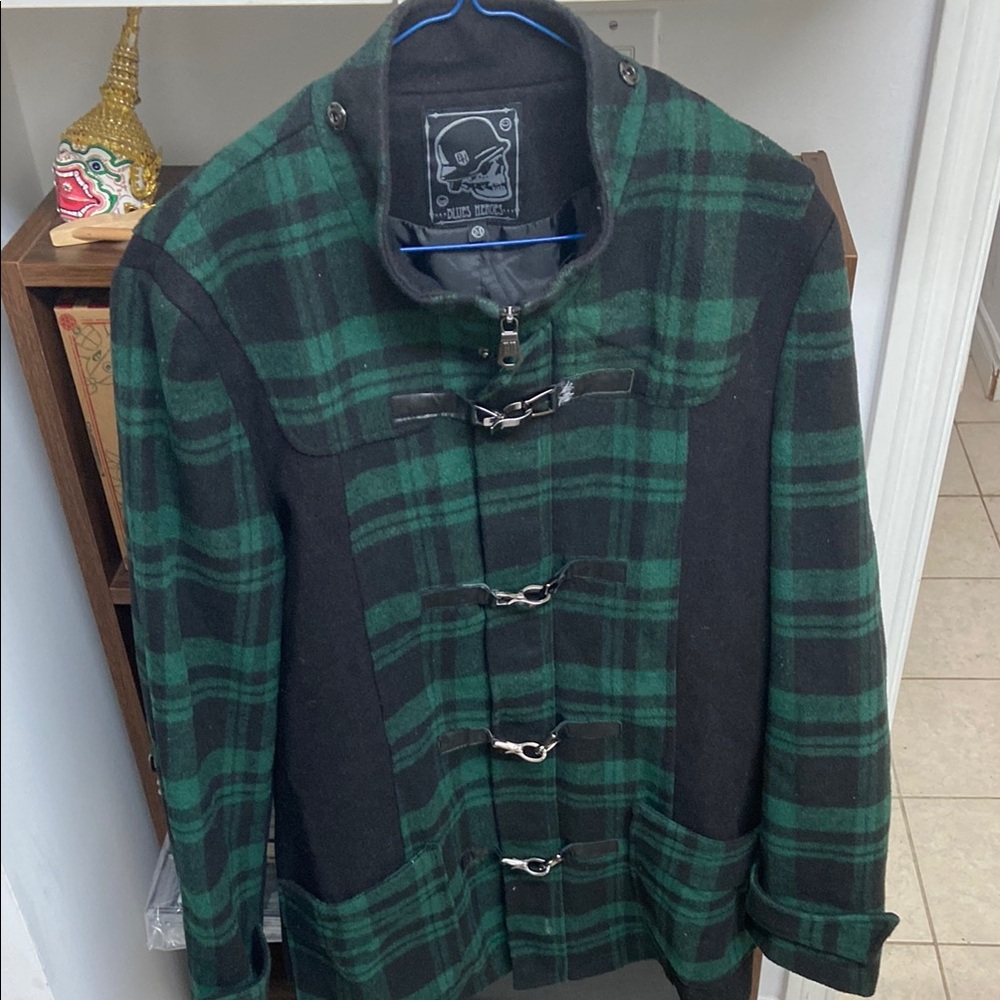 Blue Heroes Green and Black Plaid Men's Jacket - Picture 1 of 8